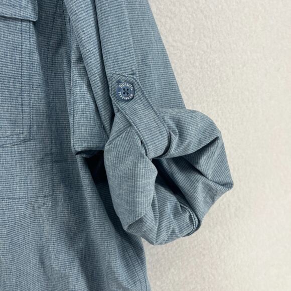 DULUTH TRADING Shirt Mens XLT Tall Stripe Button Up Vented Roll Tab Sleeve Blue - Picture 14 of 16
